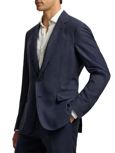 Ralph Lauren Purple Label Men's Hadley Hand-Tailored Silk-Linen Jacket - Classic Chairman Navy - Size 54 | Thumbnail 4 Ralph Lauren Purple Label Men's Hadley Hand-Tailored Silk-Linen Jacket - Classic Chairman Navy - Size 54 | Thumbnail 4