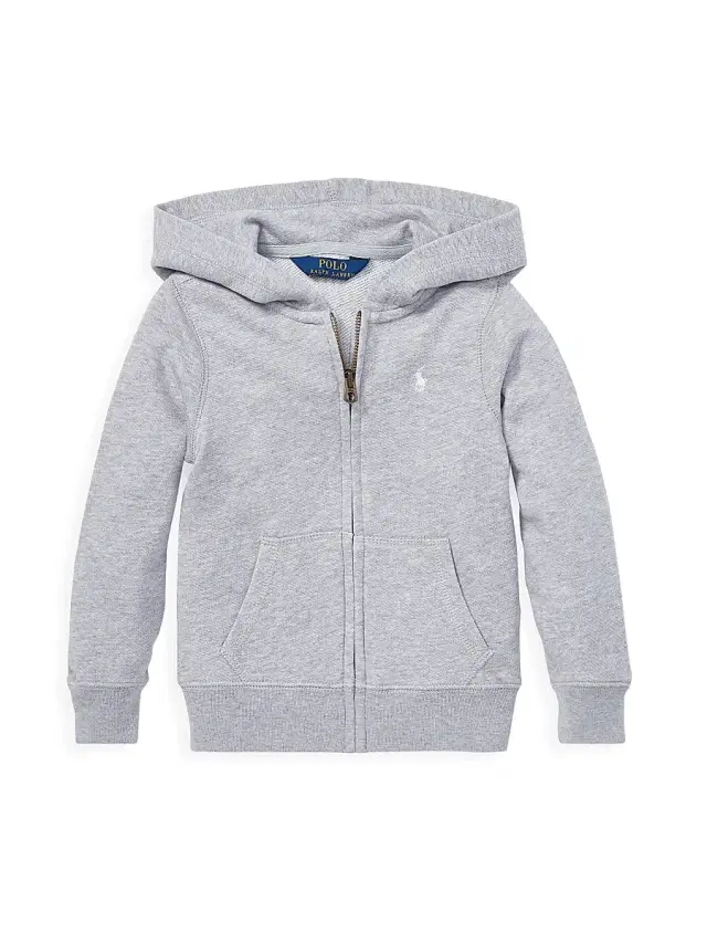 Little Girl's French Terry Hoodie - Light Grey