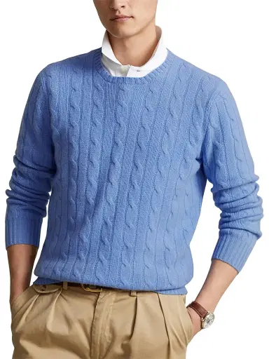 Polo Ralph Lauren Men's Cashmere Cable-Knit Sweater - Litchfield Blue | Thumbnail 3