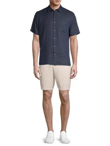 Vince Men's Linen Short-Sleeve Button-Front Shirt - Coastal - Size XL | Thumbnail 2