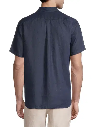 Vince Men's Linen Short-Sleeve Button-Front Shirt - Coastal - Size XL | Thumbnail 5