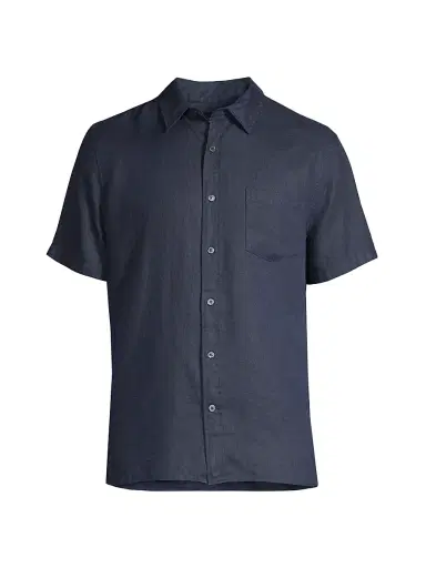 Vince Men's Linen Short-Sleeve Button-Front Shirt - Coastal - Size XL | Thumbnail 1