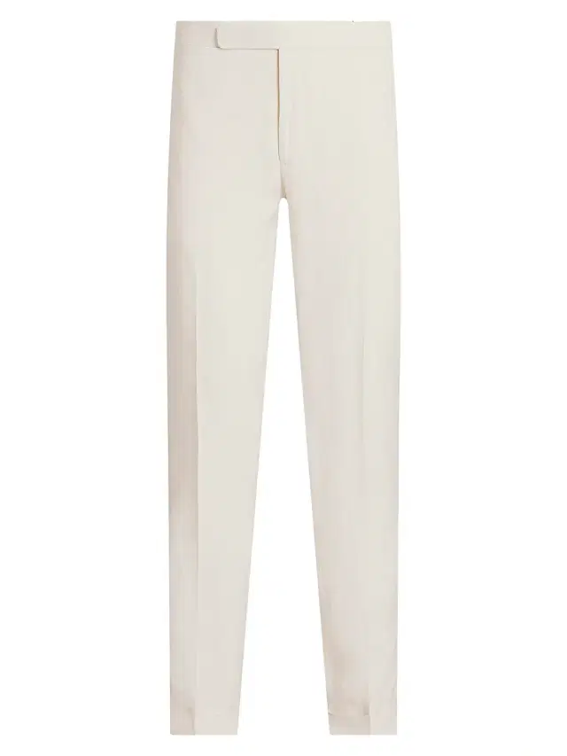 Ralph Lauren Purple Label Men's Gregory Hand-Tailored Silk-Linen Trousers - Classic Cream