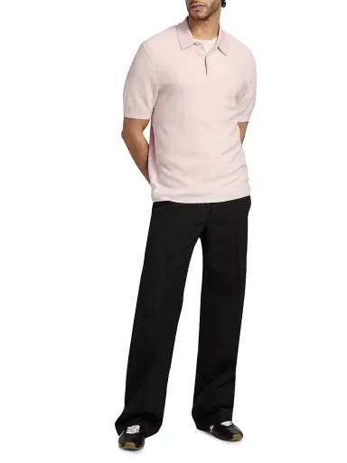 Vince Men's Textured Wool-Cotton-Blend Jacquard Polo Shirt - Paradise Classic Cream - Size XL | Thumbnail 2
