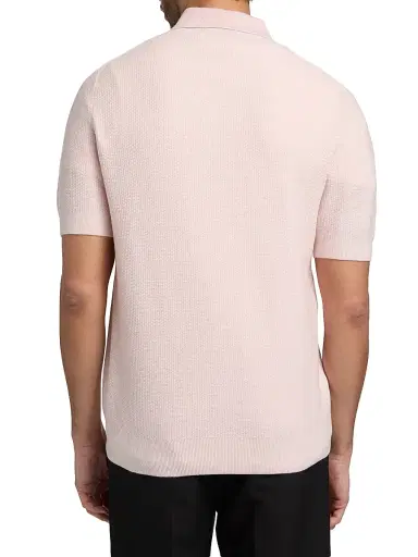 Vince Men's Textured Wool-Cotton-Blend Jacquard Polo Shirt - Paradise Classic Cream - Size XL | Thumbnail 5