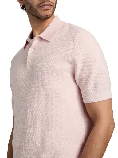 Vince Men's Textured Wool-Cotton-Blend Jacquard Polo Shirt - Paradise Classic Cream - Size XL | Thumbnail 6