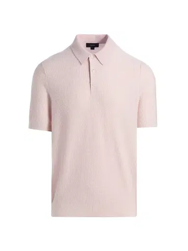Vince Men's Textured Wool-Cotton-Blend Jacquard Polo Shirt - Paradise Classic Cream - Size XL | Thumbnail 1