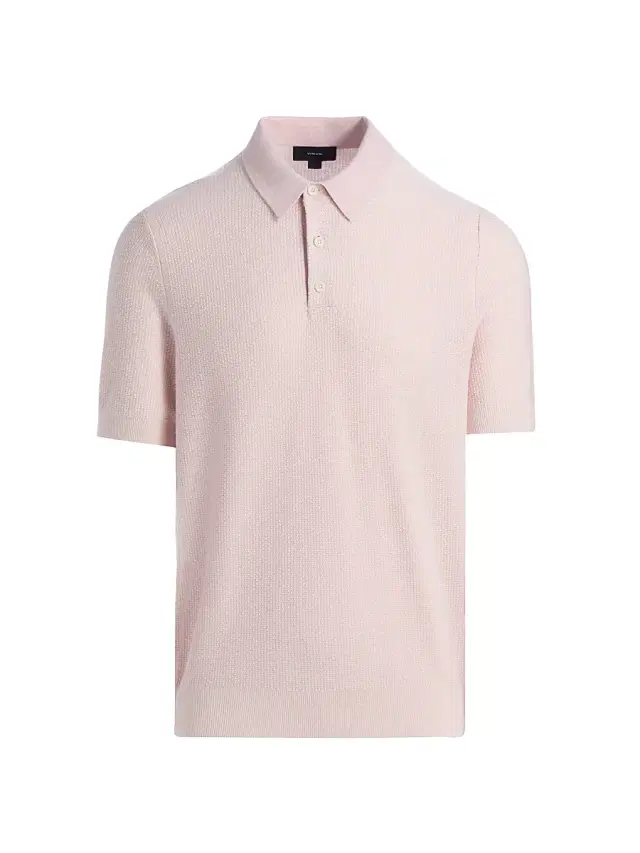 Vince Men's Textured Wool-Cotton-Blend Jacquard Polo Shirt - Paradise Classic Cream