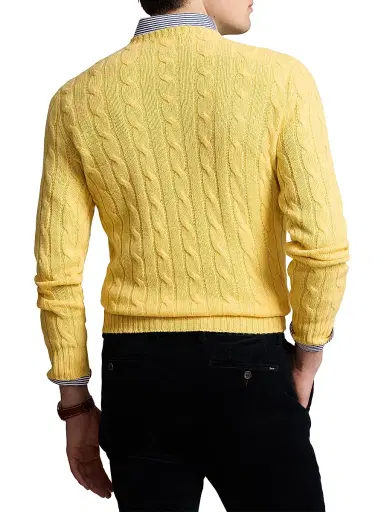 Polo Ralph Lauren Men's Cashmere Cable-Knit Sweater - Fall Yellow - Size XXL | Thumbnail 3