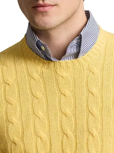 Polo Ralph Lauren Men's Cashmere Cable-Knit Sweater - Fall Yellow - Size XXL | Thumbnail 4