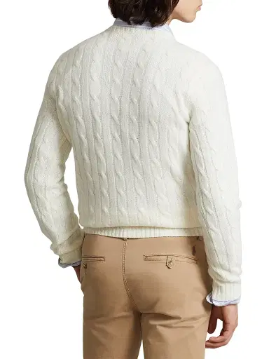 Polo Ralph Lauren Men's Cashmere Cable-Knit Sweater - Chic Cream - Size XXL | Thumbnail 4