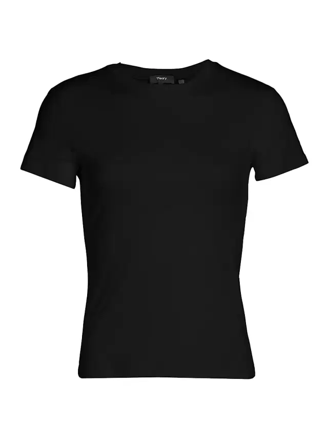 Theory Women's Tiny Short-Sleeve Cotton Tee - Black