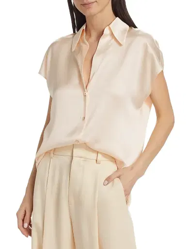 Vince Women's Cap-Sleeve Silk Blouse | Thumbnail 3 Vince Women's Cap-Sleeve Silk Blouse | Thumbnail 3