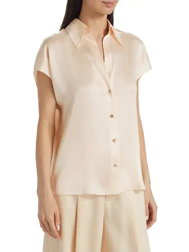 Vince Women's Cap-Sleeve Silk Blouse | Thumbnail 4 Vince Women's Cap-Sleeve Silk Blouse | Thumbnail 4