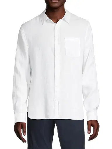 Vince Men's Linen Button-Front Shirt - Optic White - Size XXL | Thumbnail 3
