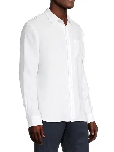 Vince Men's Linen Button-Front Shirt - Optic White - Size XXL | Thumbnail 4