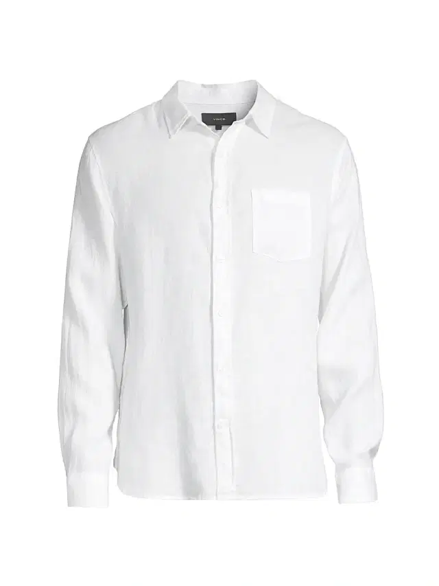 Vince Men's Linen Button-Front Shirt - Optic White