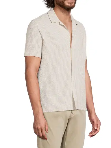 Vince Men's Striped Seersucker Stretch-Cotton Camp Shirt - Mineral Optic White - Size XXL | Thumbnail 4 Vince Men's Striped Seersucker Stretch-Cotton Camp Shirt - Mineral Optic White - Size XXL | Thumbnail 4