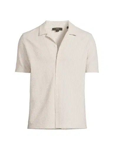 Vince Men's Striped Seersucker Stretch-Cotton Camp Shirt - Mineral Optic White - Size XXL | Thumbnail 1 Vince Men's Striped Seersucker Stretch-Cotton Camp Shirt - Mineral Optic White - Size XXL | Thumbnail 1