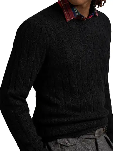 Polo Ralph Lauren Men's Cashmere Cable-Knit Sweater - Polo Black - Size XXL | Thumbnail 5