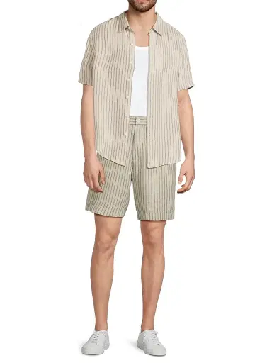 Vince Men's Ballstone Striped Hemp Shorts - Parchment - Size XXL | Thumbnail 2