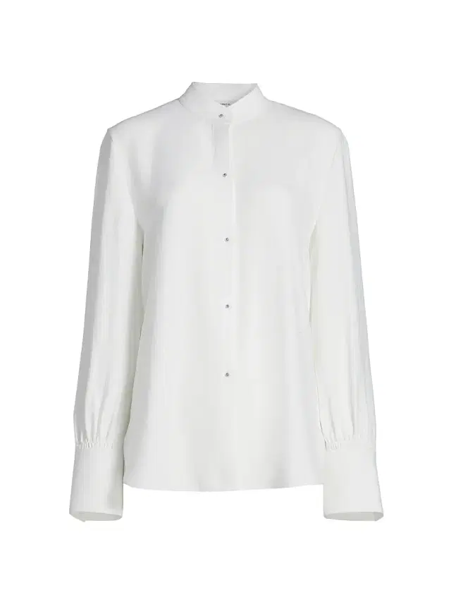 Vince Women's Metal Button-Detailed Long-Sleeve Shirt - Off White