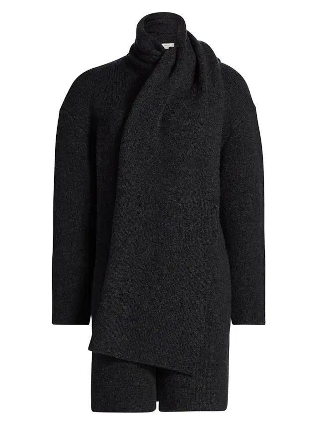 Vince Women's Draped Rib-Knit Car Coat - Dark Grey