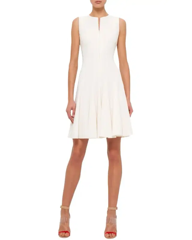 Akris Sleeveless Zip-Front Seamed A-Line Dress