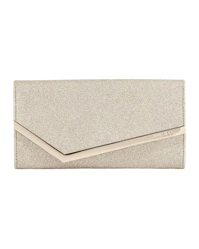 Jimmy Choo Emmie Glitter Leather Clutch Bag