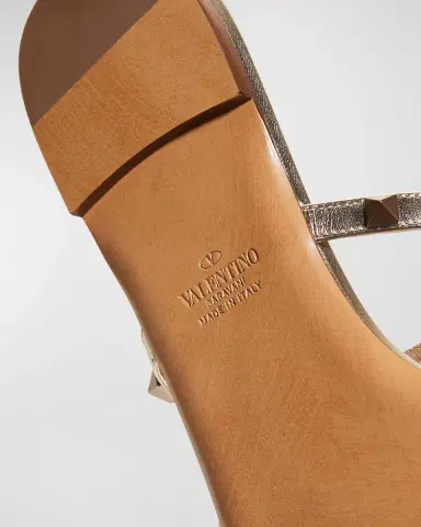 Valentino Garavani Rockstud Metallic City Flat Slide Sandals | Thumbnail 4
