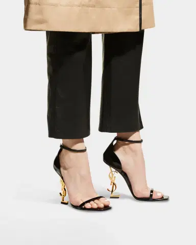 Saint Laurent 110mm Opyum YSL Patent Leather Sandals with Golden Hardware | Thumbnail 2