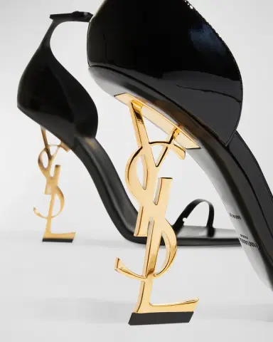 Saint Laurent 110mm Opyum YSL Patent Leather Sandals with Golden Hardware | Thumbnail 7