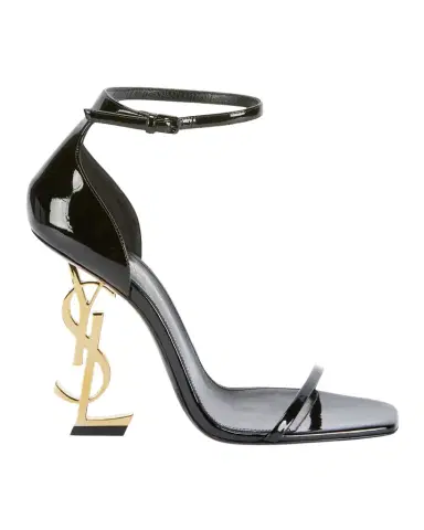 Saint Laurent 110mm Opyum YSL Patent Leather Sandals with Golden Hardware | Thumbnail 1