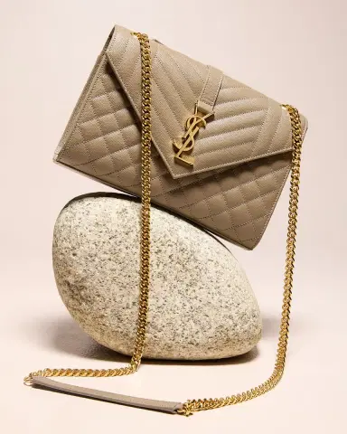 Saint Laurent Envelope Triquilt Medium YSL Shoulder Bag in Grained Leather | Thumbnail 4 Saint Laurent Envelope Triquilt Medium YSL Shoulder Bag in Grained Leather | Thumbnail 4