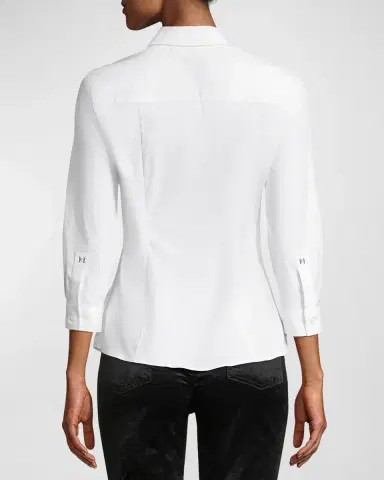 Carolina Herrera Classic Cotton Button-Front Shirt | Thumbnail 2