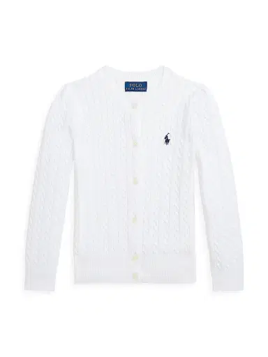 Polo Ralph Lauren Little Girl's & Girl's Cotton Cable-Knit Sweater - White Navy - Size 7 | Thumbnail 1