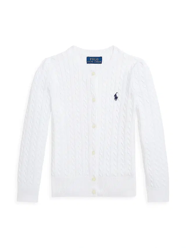 Polo Ralph Lauren Little Girl's & Girl's Cotton Cable-Knit Sweater - White Navy