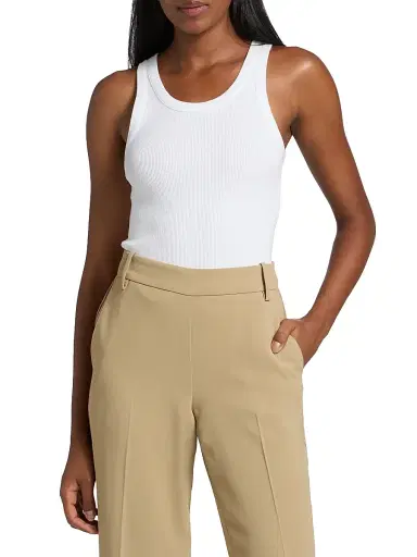 Vince Women's Scoopneck Cotton-Blend Tank - Optic White - Size XXS | Thumbnail 3