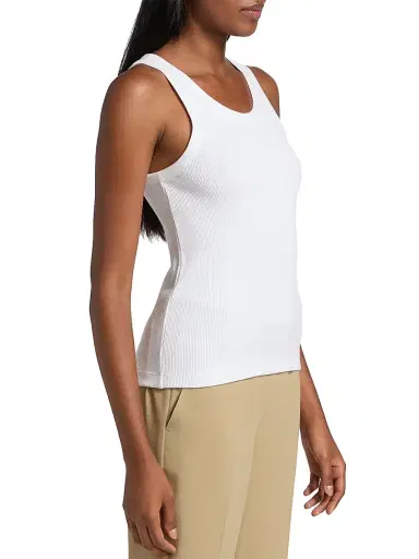 Vince Women's Scoopneck Cotton-Blend Tank - Optic White - Size XXS | Thumbnail 4