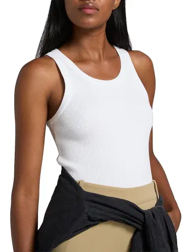 Vince Women's Scoopneck Cotton-Blend Tank - Optic White - Size XXS | Thumbnail 6