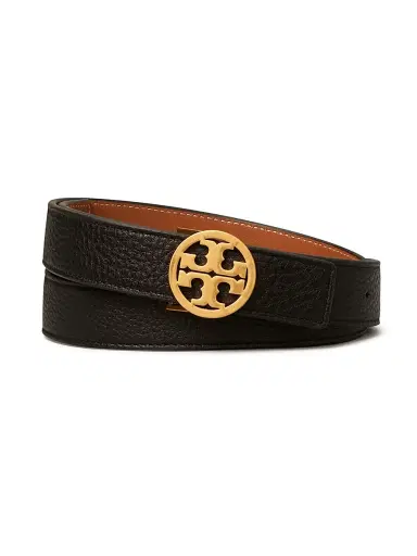 Tory Burch Women's Miller Reversible Leather Belt - Black - Size XS | Thumbnail 1