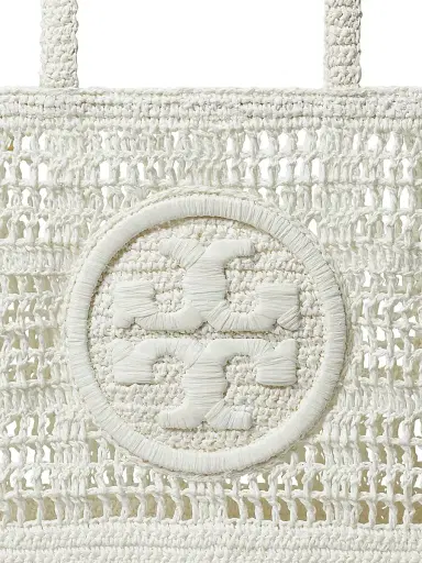 Tory Burch Women's Small Ella Crochet Straw Tote Bag - White | Thumbnail 4