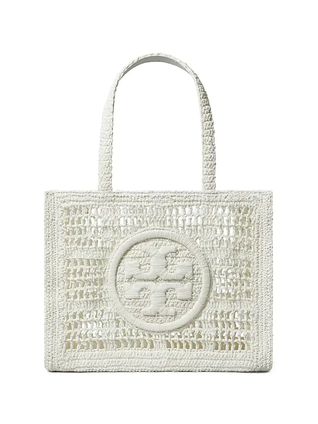 Tory Burch Women's  Ella Crochet Straw Tote Bag - White