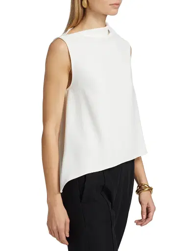 Vince Women's Draped Asymmetric A-Line Top - Off White - Size XL | Thumbnail 4 Vince Women's Draped Asymmetric A-Line Top - Off White - Size XL | Thumbnail 4