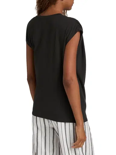 Vince Women's Draped Cotton Top - Black | Thumbnail 5