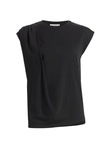 Vince Women's Draped Cotton Top - Black | Thumbnail 1