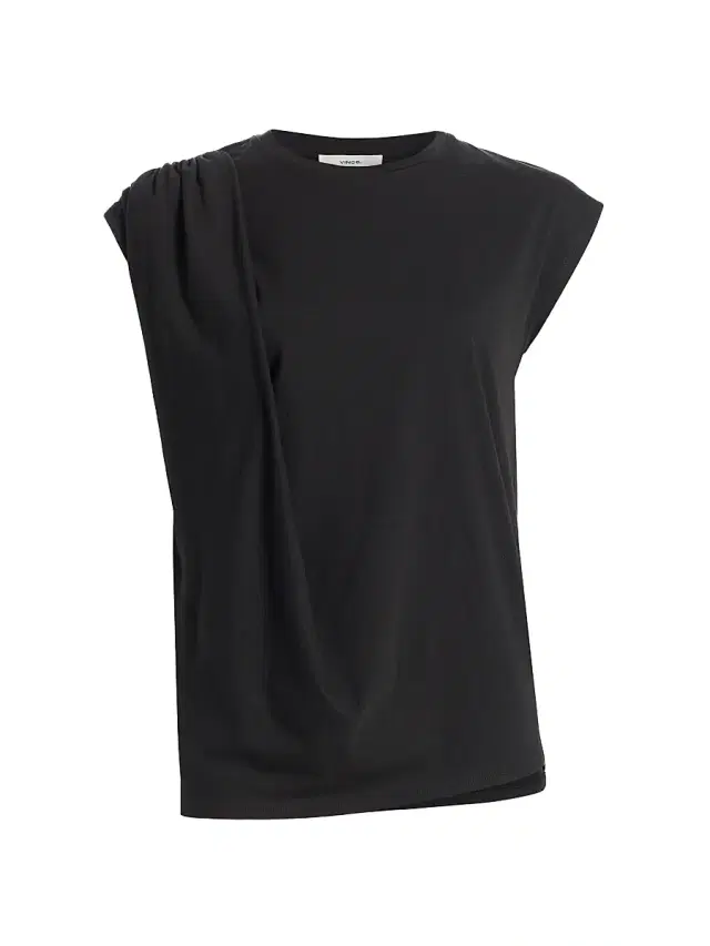 Vince Women's Draped Cotton Top - Black