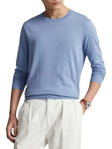 Polo Ralph Lauren Men's Cotton Crewneck Sweater - Chambray Blue - Size XL | Thumbnail 3 Polo Ralph Lauren Men's Cotton Crewneck Sweater - Chambray Blue - Size XL | Thumbnail 3