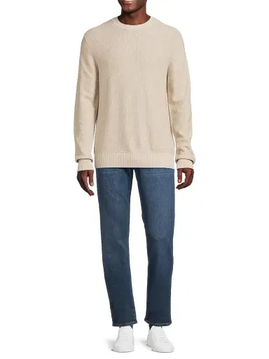 Vince Men's Geo Jacquard Long-Sleeve Crewneck Sweater - British Khaki Classic Cream | Thumbnail 2
