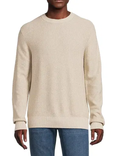 Vince Men's Geo Jacquard Long-Sleeve Crewneck Sweater - British Khaki Classic Cream | Thumbnail 3